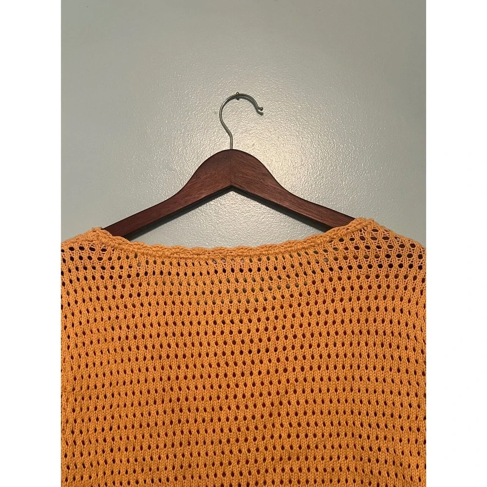 90s Floral Sun Crop Sweater Liz Claiborne Vintage Yellow M